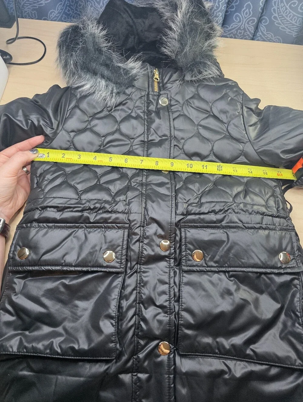 NWT London Fog Girls Black Quilted Puffer Parka Jacket Size LG 6x S(7/8)*Read*